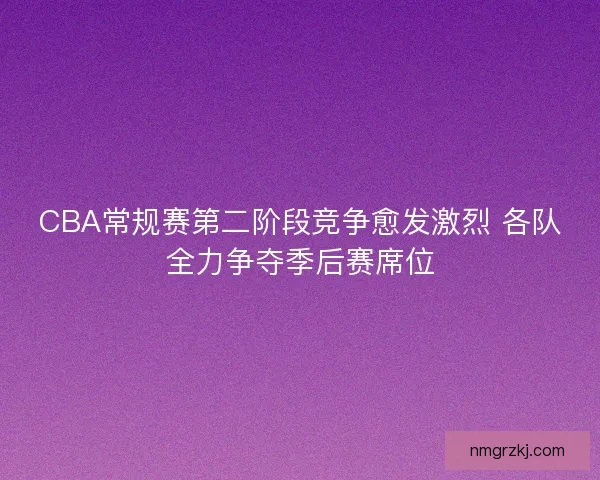 CBA常规赛第二阶段竞争愈发激烈 各队全力争夺季后赛席位