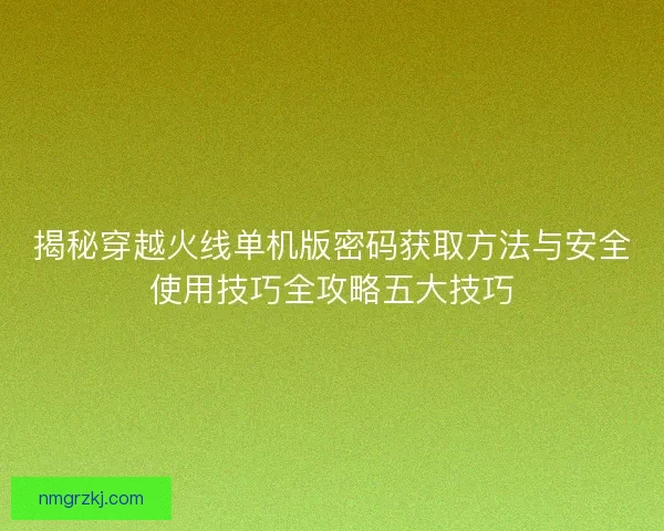 揭秘穿越火线单机版密码获取方法与安全使用技巧全攻略五大技巧