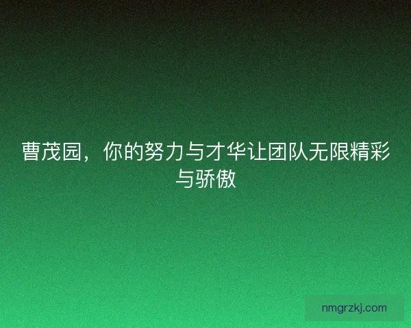 曹茂园，你的努力与才华让团队无限精彩与骄傲